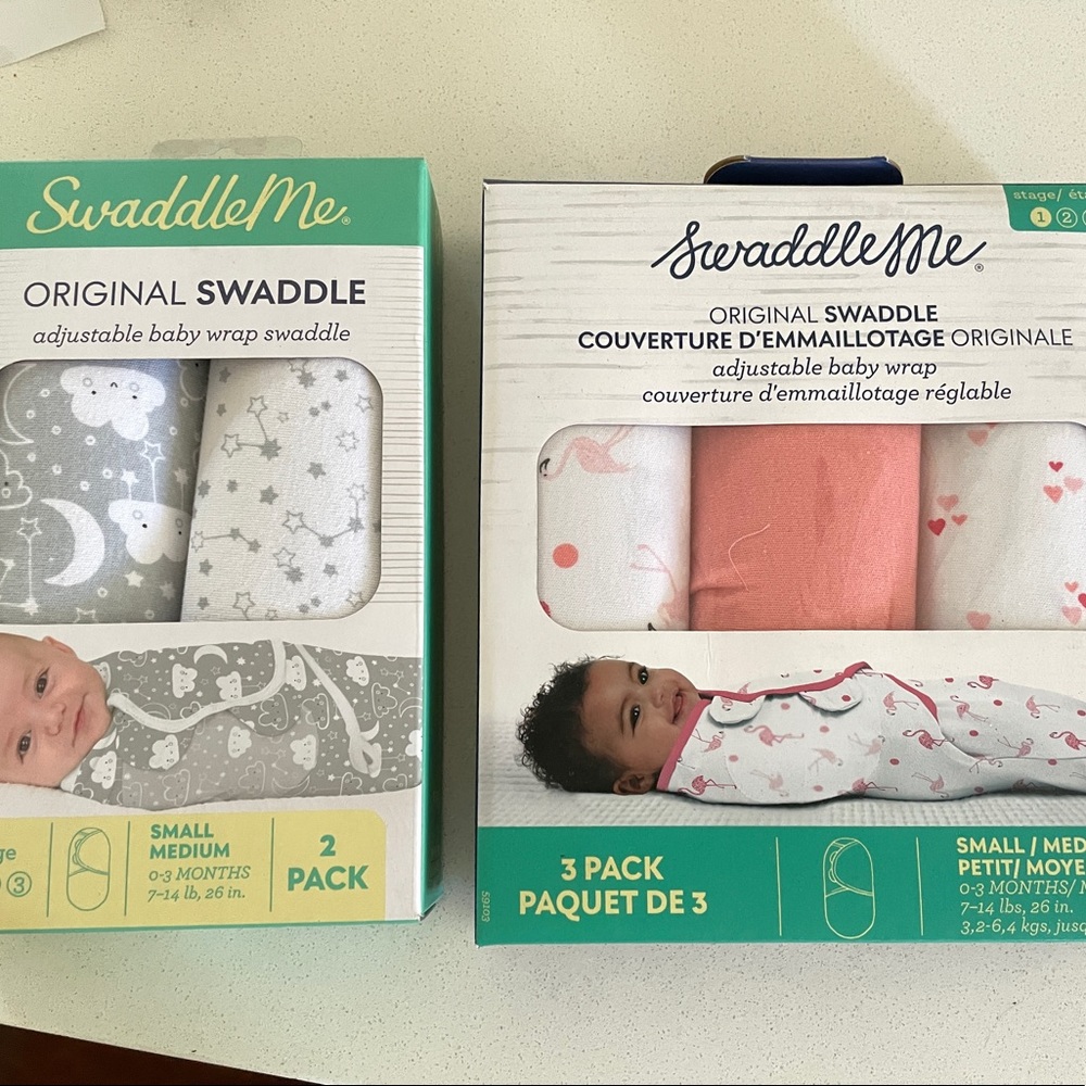 (2) Swaddle Me baby girl swaddles 0-3 month NEW